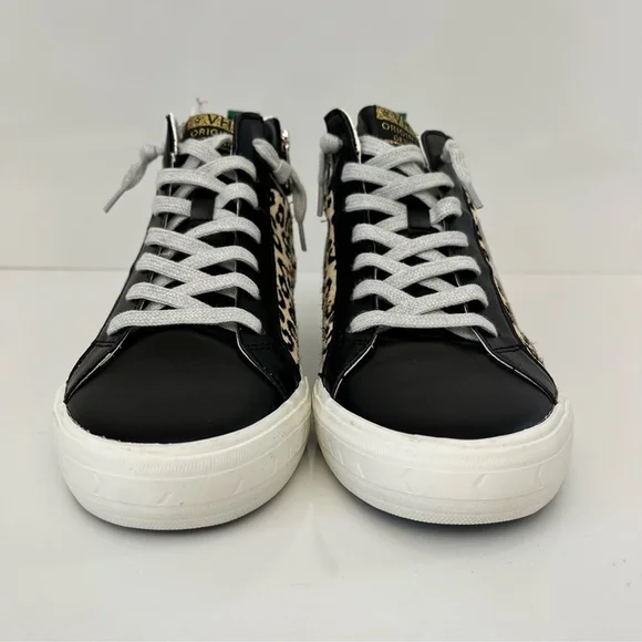 Vintage Havana Leopard High Top Sneakers Size 9 Star Distressed Zip Shoes - Picture 7 of 13